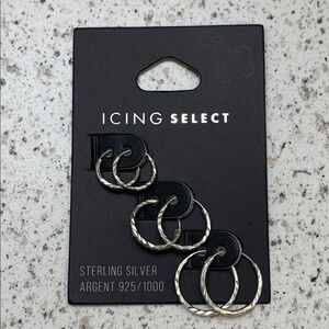 ICING Select Set of Three Mini Sterling Silver Earrings 925